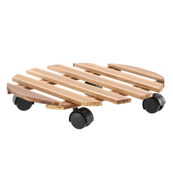 Suport din lemn pentru ghiveci rotund pe roti FI 30 CM *4557