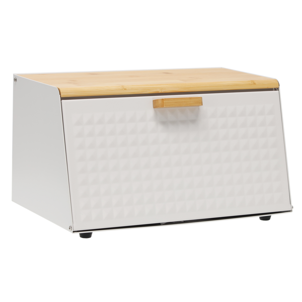 CHLEBAK HIBISCO - EMALIOWANY Z POKRYWĄ BAMBUSOWĄ 35,5 x 17 x 19,5 CM BIAŁY *8886