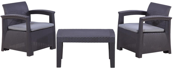 SET DE MOBILIER PENTRU GRĂDINĂ - ANTRACIT (2 FOTOLII, MASĂ) *0852