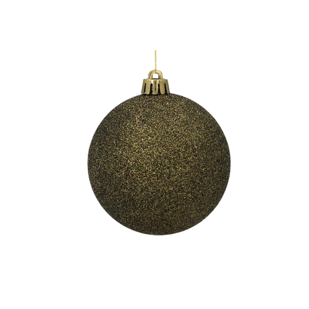 SET OF 20 BAUBLES 8 CM OLIVE/COPPER/GRAPHITE MIX DESIGNS
