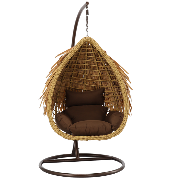 Scaun suspendat AZTEC - natural, perna maro, ramă maro *0077