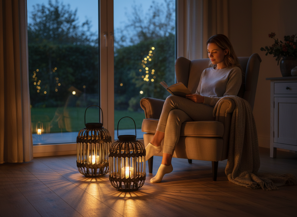 LAMPION CZARNY H 38/51 CM Z WKŁADEM SZKLANYM