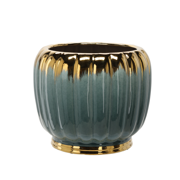 Acessoriu ceramic pentru ghiveci 41 x 41 x 34,5 CM AUR-ZELEN *3628