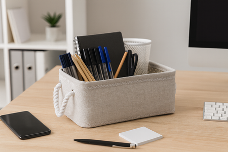 ORGANIZATOR RECTANGULAR 22 x 32 x 14 CM BEIGE DIMENSIUNE S *4762