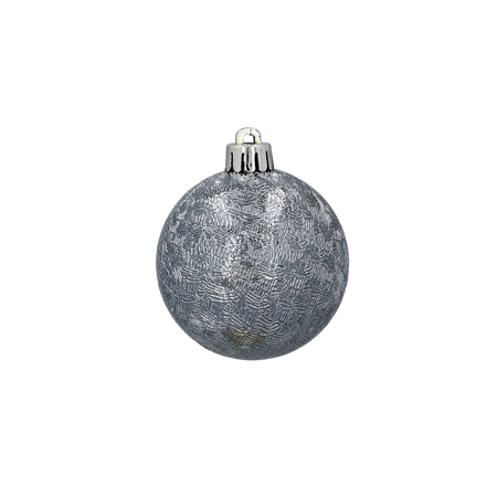 SET OF 6 BAUBLES 6 CM OLIVE/COPPER/GRAPHITE MIX DESIGNS