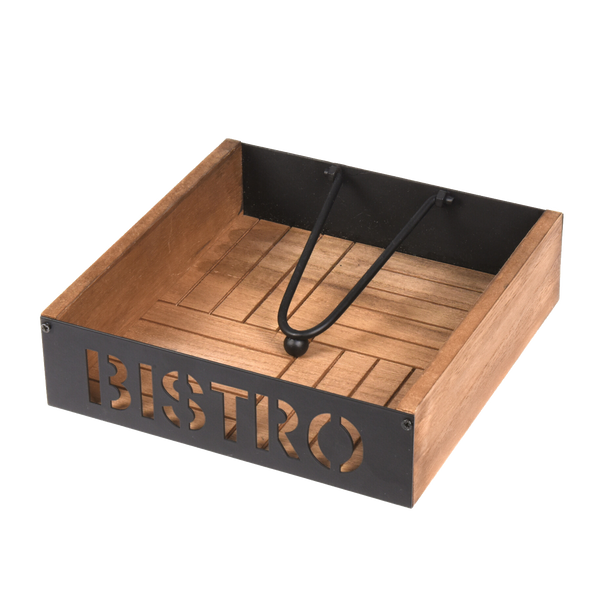 SERWETNIK DREWNIANY BISTRO 18X18X5CM*2312