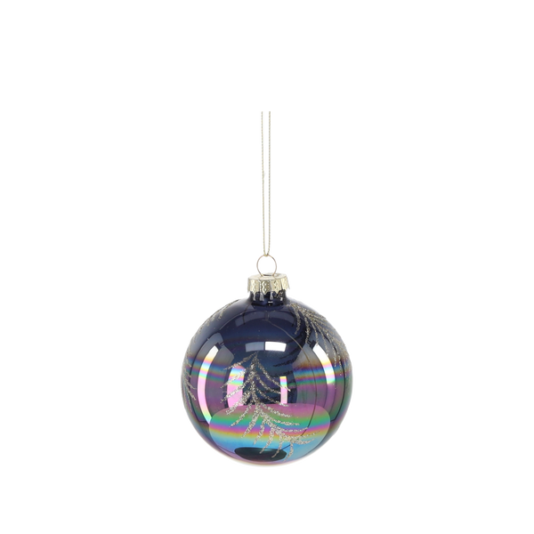 SKLENĚNÁ BAUBLE - ČERNÝ LESK MIX VZORŮ 8 CM disp=12ks *1907