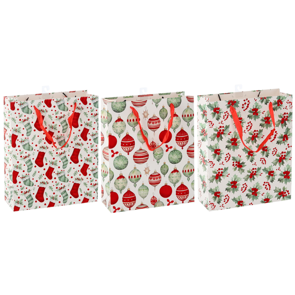 CHRISTMAS GIFT BAG "CHRISTMAS SYMBOLS" 30 x 42 x 12 CM MIX DESIGNS