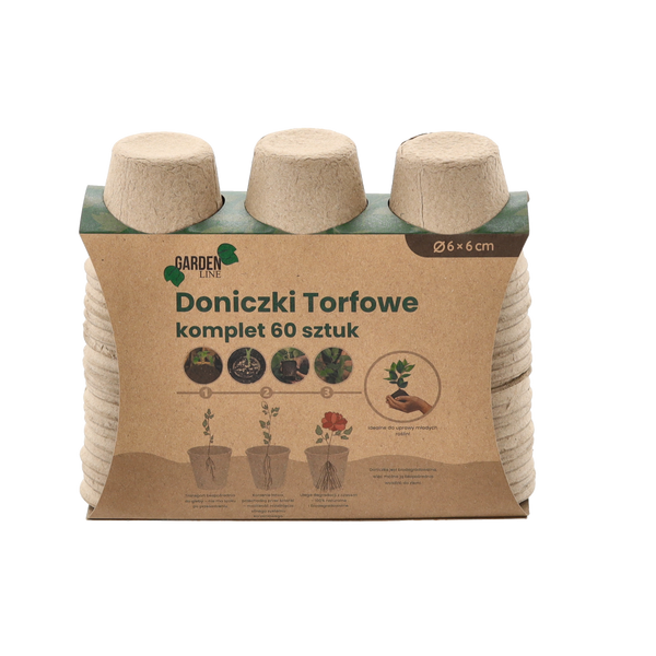 KPL.60 KS RAŠELINOVÝCH KVĚTINÁČŮ 6 x 6 CM