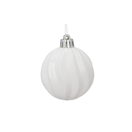 SET OF 9 BAUBLES 6 CM WHITE