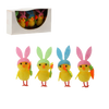 KPL. 4 VEĽKONOČNÝCH OZDÔB - KURČIATKA S UŠAMI 12 x 3,5 x 7 CM MIX VZOROV *9328