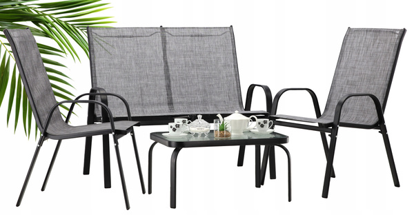 GARDEN FURNITURE SET WITH TABLE - GREY