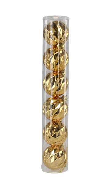 KPL. 6 BŁYSZCZĄCYCH BOMBEK 6 CM CZERWONY/ZŁOTY/SREBRNY *7108