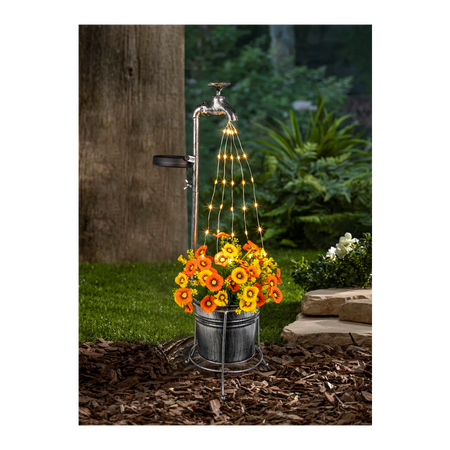 SOLÁRNE SVETLO 17,5 x 60 CM KOHÚT S KONTÁNEROM 30 LED TEPLÁ BIELA *6186