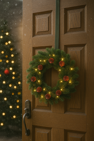 CHRISTMAS WREATH LED 40 CM 40 L GREEN WITH LIGHT CONES