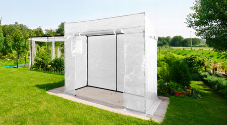 Skleník na paradajky biely 200 x 77 x 168/146 cm *0766