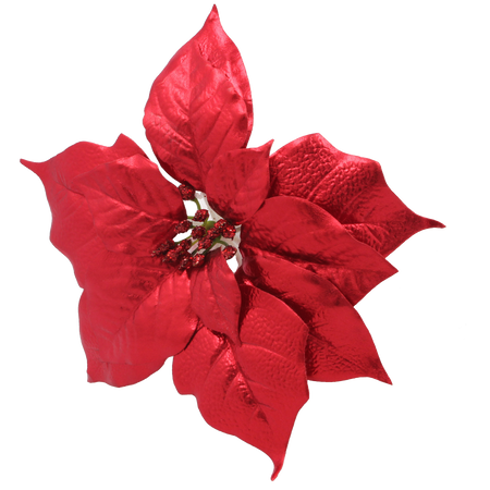 ARTIFICIAL FLOWER - POINSETTIA 25 CM ON CLIP RED