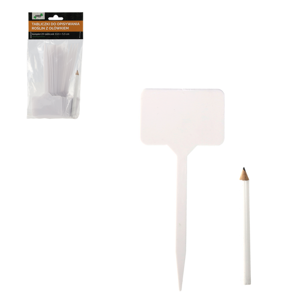 KPL. 25 TABLICZEK DO OPISYWANIA ROŚLIN 13,5 x 5,5 CM Z OŁÓWKIEM opak=12kpl *2734