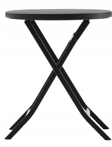 BALCONY FURNITURE SET - ROUND TABLE + 2 FOLDING CHAIRS - BLACK
