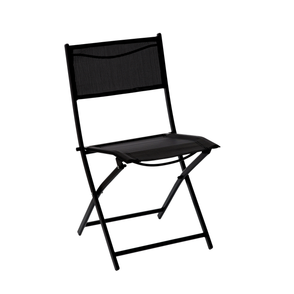 BALCONY FURNITURE SET - HALF TABLE + 2 FOLDING CHAIRS - BLACK *7132