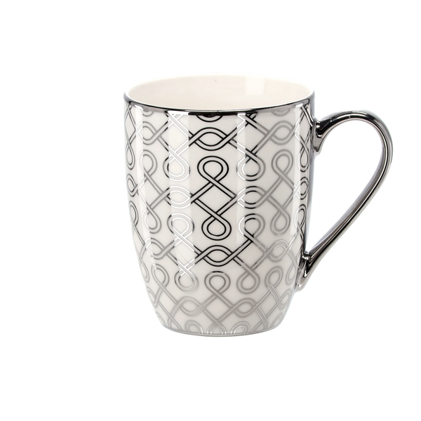 PORCELAIN SILVER-WHITE CUP 340ML ASSORTED DESIGNS PACK=12PCS