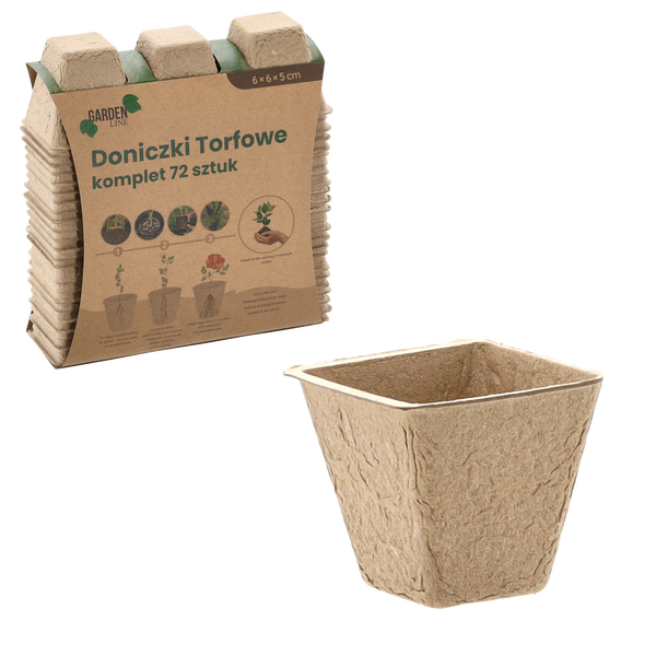 SET OF 72 PEAT POTS 6 X 6 X 5 CM