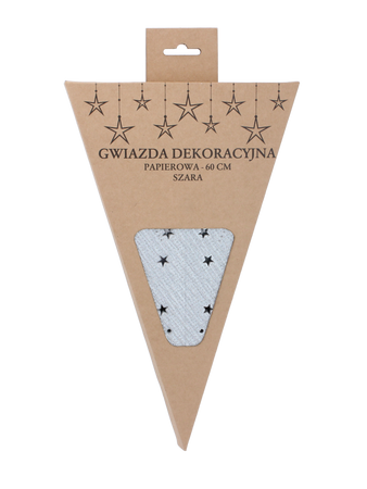 GWIAZDA DEKORACYJNA PAPIEROWA 60 CM SZARA Z GWIAZDKAMI opak=12szt *2099