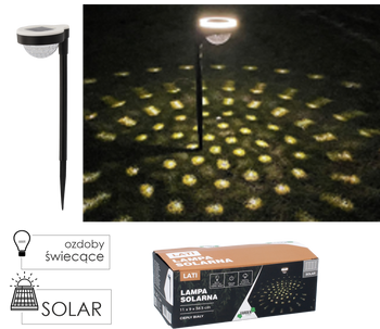 LAMPĂ SOLARĂ 11 x 9 x 38,5 CM LATI LED CĂLDURĂ ALBĂ *3705