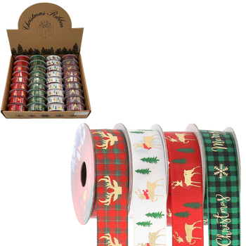 CHRISTMAS DECORATIVE RIBBON MIX DESIGNS 2.5 CM x 2.7M