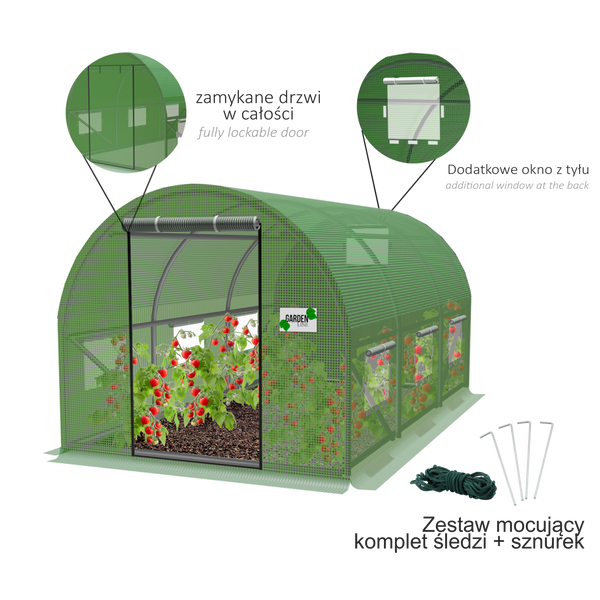 TUNEL FOLIOWY OGRODOWY 3 SEGMENTOWY ZIELONY NEW SOLUTION 3 x 2 x 2 M