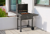 LARGE CHARCOAL GARDEN GRILL WITH LID, CAST IRON GRATE AND CASTORS 114,5 x 60 x 108 CM