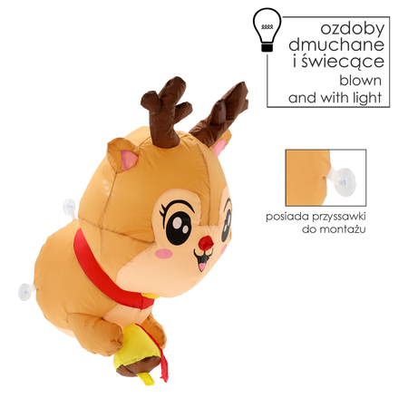 INFLATABLE REINDEER FOR WINDOW LED 90 CM