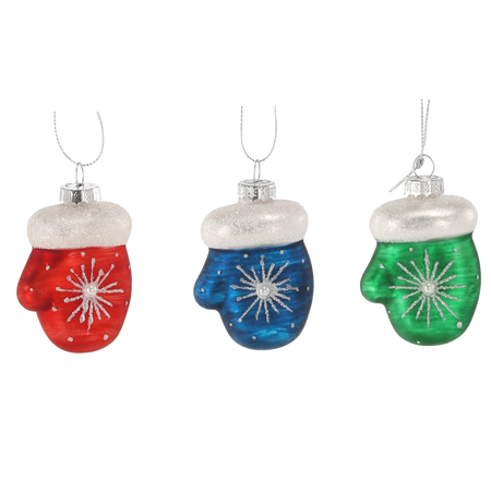 GLASS BAUBLE - GLOVE MIX COLORS 5 x 8 CM