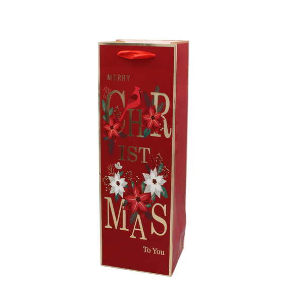 CHRISTMAS WINE GIFT BAG "CHRISTMAS TO YOU" 36 x 12 x 10 CM MIX DESIGNS