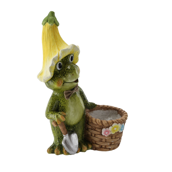 GARDEN FLOWER POT – FROG WITH BASKET 28,5 X 17,5 X 43 CM