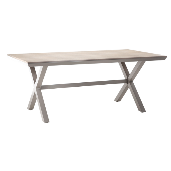 HLINÍKOVÝ ZÁHRADNÝ STOL S POLYWOOD DOSKOU 180 x 100 x 75 CM BEŽOVÝ *9477