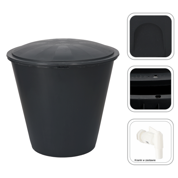 200-210L RAINWATER TANK WITH LID ANTHRACITE