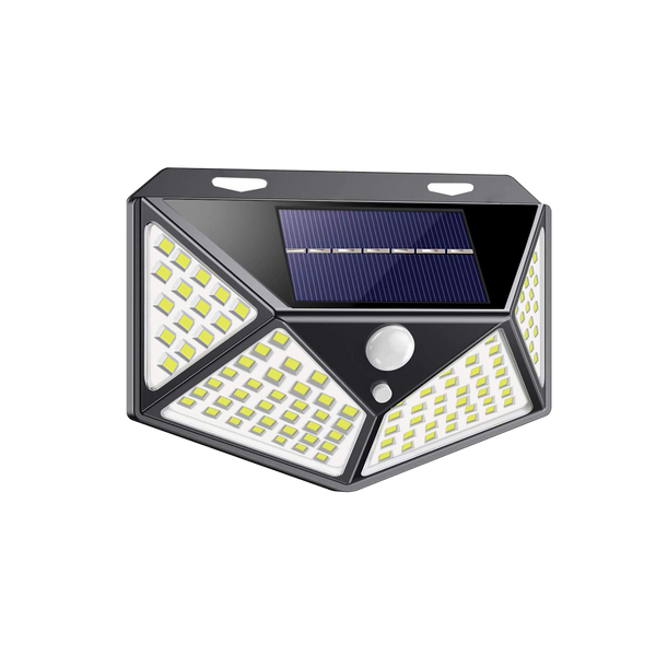 LAMPA SOLARNA 13,5 x 5,5 x 9,7 CM KINKIET Z CZUJNIKIEM RUCHU 100 LED ZIMNY BIAŁY  *6124