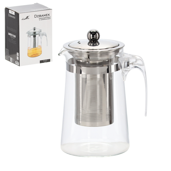 DZBANEK ŻAROODPORNY Z ZAPARZACZEM Z METALOWĄ POKRYWKĄ 750 ML *4230