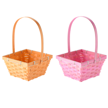 EASTER BASKET WITH MOVABLE HANDLE 18,5 x 18,5 x 10 CM MIX 2 COLORS