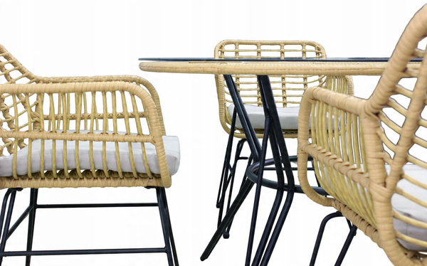 SET DE MOBILIER PENTRU GRĂDINĂ (MASĂ, 4 SCAUNE) - MARO, PERNITE - GRI *7503