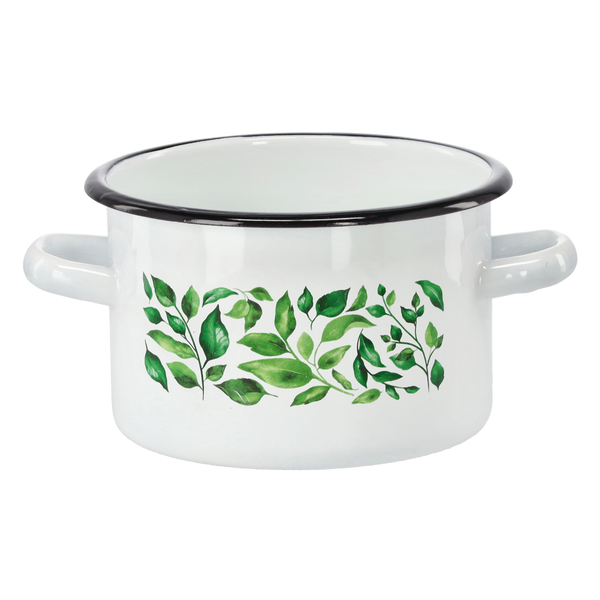 GARNEK EMALIOWANY 2 L 16 CM BIAŁY FIKUS *9143