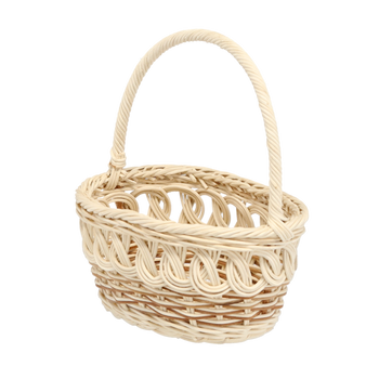 KOSÍK Z RATTANU 21 x 16 x 11/23 CM S BÍLÝM ÚCHYTEM PŘÍRODNÍ *6962