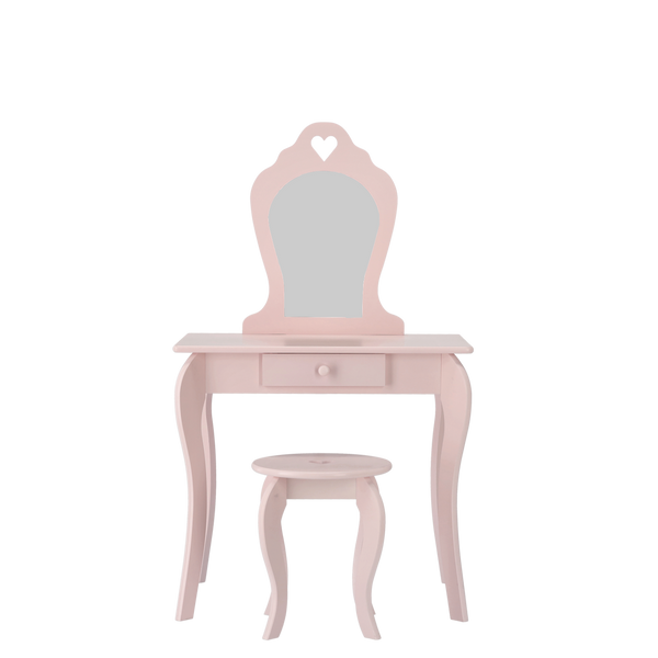 MAŁA TOALETKA KOSMETYCZNA RÓŻOWA  Z LUSTREM + TABORET *0403