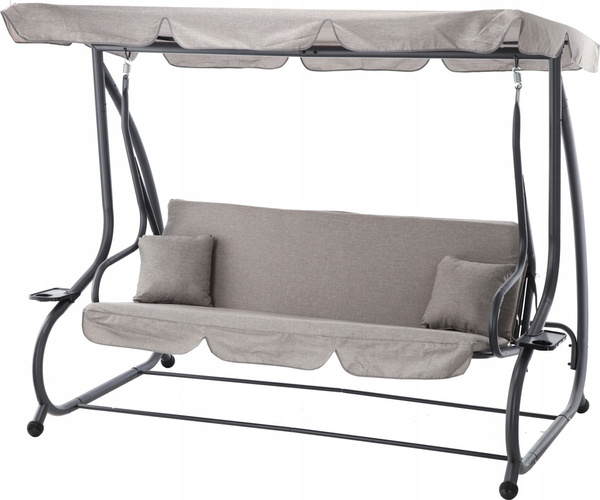 GARDEN SWING 210 X 120 X 170 CM GRAY MELANGE WITH SUNBED FUNCTION