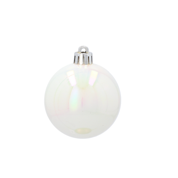 SET OF 6 BAUBLES 6 CM WHITE