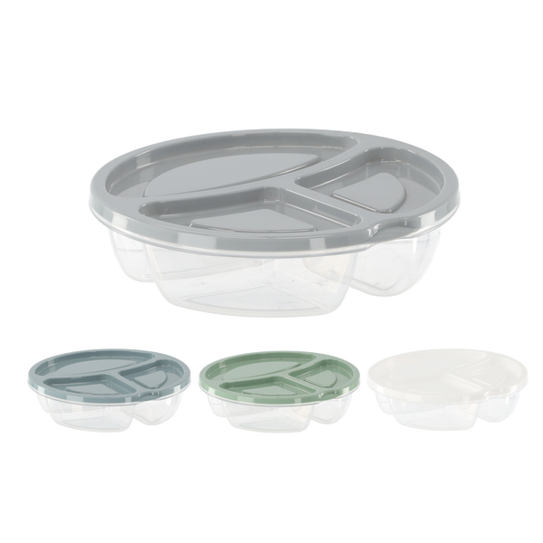 DIVIDED ROUND CONTAINER INTO 3 PARTS 0,6L