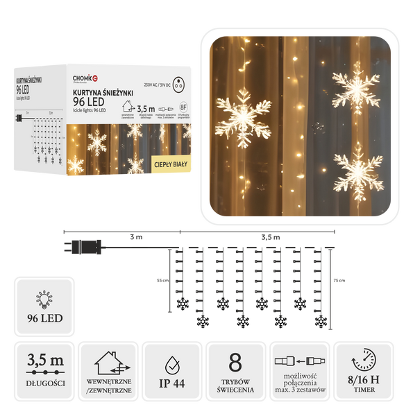 LED STAR LIGHTS 96L WARM WHITE