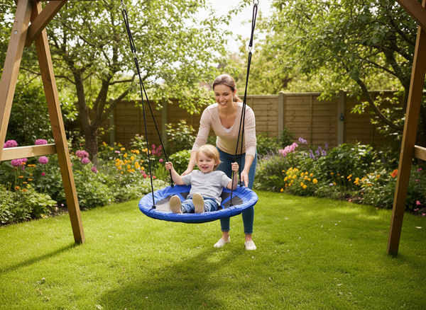 HUŚTAWKA - BOCIANIE GNIAZDO - ŚR. 100CM - NIEBIESKA
