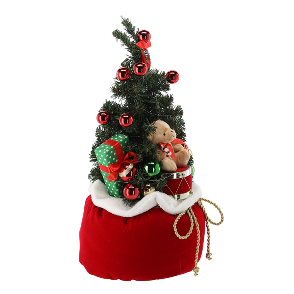 CHRISTMAS FIGURE - ARTIFICIAL CHRISTMAS TREE IN SANTA'S SACK - LED + MELODY